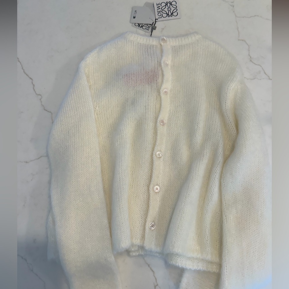 LOEWE mohair white cardigan sweater - Picture 6 of 7